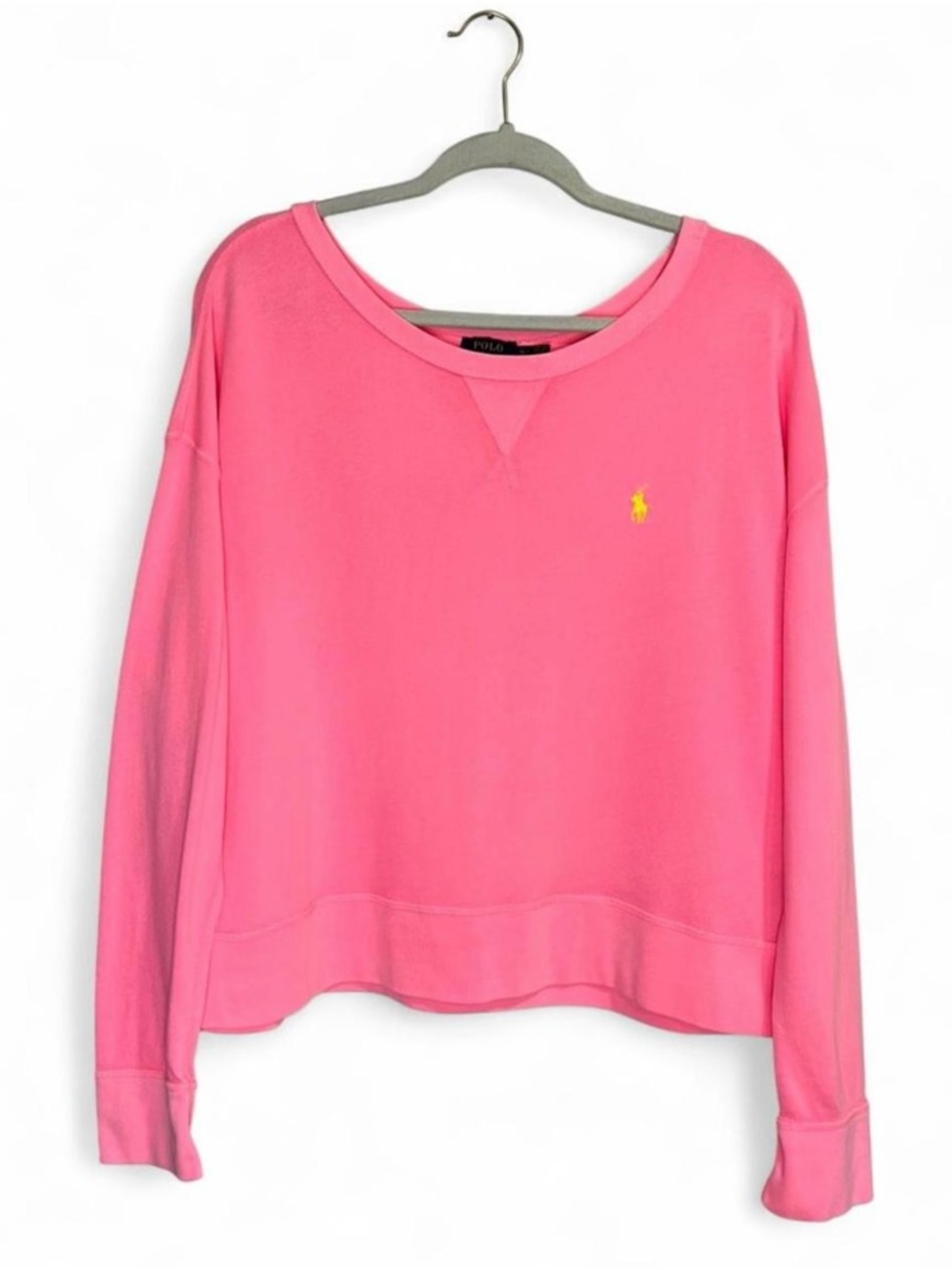 POLO Ralph Lauren Hot pink lightweight sweatshirt with yellow pony